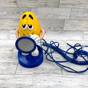VTG Yellow 7" Peanut M&M Megaphone Landline Telephone w/cord- tested/works
